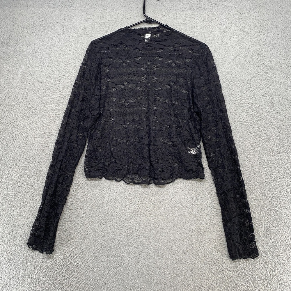 BP Lace Top Womens XL Whimsigoth Y2K Long Sleeve 90s Sheer Dark Romantic